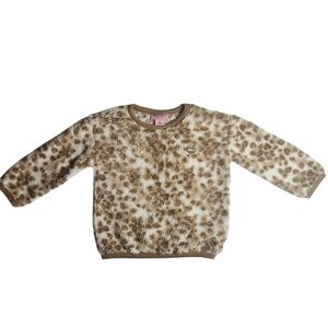 Juicy Couture Kids Leopard Faux Fur Sweater 2T Heart Logo Charm Y2K Toddler Glam
